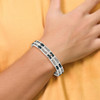 Lex & Lu Chisel Stainless Steel and Blue Ceramic Fancy Link Bracelet - 6 - Lex & Lu