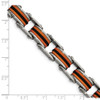 Lex & Lu Chisel Stainless Steel Black & Orange Polyurethane 8.75'' Bracelet - 5 - Lex & Lu