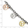 Lex & Lu Chisel Stainless Steel Multicolor Plated Peace Sign Charms Bracelet - 5 - Lex & Lu