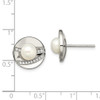 Lex & Lu Chisel Stainless Steel Polished CZ and FWC Pearl Post Earrings - 5 - Lex & Lu