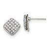 Lex & Lu Chisel Stainless Steel Polished w/Crystal Square Post Earrings - Lex & Lu