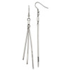 Lex & Lu Chisel Stainless Steel Polished Bar Dangle Shepherds Hook Earrings - Lex & Lu