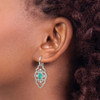 Lex & Lu Chisel Stainless Steel Imitation Turquoise & CZ Dangle Earrings - 4 - Lex & Lu