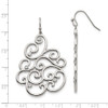 Lex & Lu Chisel Stainless Steel Filigree CZ Dangle Shepherd Hook Earrings - 5 - Lex & Lu