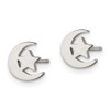 Lex & Lu Chisel Stainless Steel Polished Moon and Star Post Earrings - 2 - Lex & Lu