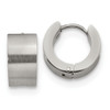 Lex & Lu Chisel Stainless Steel Brushed and Polished 7.0mm Hinged Hoop Earrings - Lex & Lu