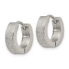 Lex & Lu Chisel Stainless Steel & Sand Blasted 4.0mm Hinged Hoop Earrings - 2 - Lex & Lu