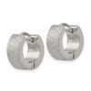 Lex & Lu Chisel Stainless Steel & Sand Blasted 6.0mm Hinged Hoop Earrings - 2 - Lex & Lu