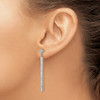 Lex & Lu Chisel Stainless Steel w/Preciosa Crystal Bar Post Dangle Earrings - 3 - Lex & Lu