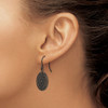 Lex & Lu Chisel Stainless Steel Black Plated Laser-cut Shepherd Hook Earrings - 3 - Lex & Lu