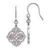 Lex & Lu Chisel Stainless Steel Polished Laser-cut Shepherd Hook Earrings - Lex & Lu