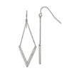 Lex & Lu Chisel Stainless Steel w/Preciosa Crystal V-shape Hook Earrings - Lex & Lu