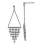 Lex & Lu Chisel Stainless Steel Polished CZ Dangle Post Earrings - Lex & Lu