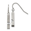 Lex & Lu Chisel Stainless Steel Brushed and Polished w/CZ Shepherd Hook Earrings - Lex & Lu