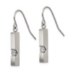 Lex & Lu Chisel Stainless Steel Brushed and Polished w/CZ Shepherd Hook Earrings - 2 - Lex & Lu