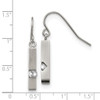 Lex & Lu Chisel Stainless Steel Brushed and Polished w/CZ Shepherd Hook Earrings - 4 - Lex & Lu