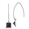 Lex & Lu Chisel Stainless Steel w/Blk Carbon Fiber Dangle Shepherd Hook Earrings - Lex & Lu