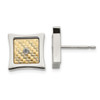 Lex & Lu Chisel Stainless Steel w/18k gold accent .03ct Diamond Square Earrings - Lex & Lu