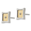 Lex & Lu Chisel Stainless Steel w/18k gold accent .03ct Diamond Square Earrings - 2 - Lex & Lu