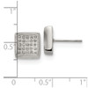 Lex & Lu Chisel Stainless Steel Polished w/1/4ct. Diamond Square Post Earrings - 4 - Lex & Lu