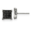 Lex & Lu Chisel Stainless Steel w/1/4ct. Black Diamond Square Post Earrings - Lex & Lu