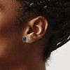 Lex & Lu Chisel Stainless Steel w/1/4ct. Black Diamond Square Post Earrings - 3 - Lex & Lu