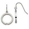 Lex & Lu Chisel Stainless Steel Brushed w/CZ Circle Shepherd Hook Earrings - Lex & Lu