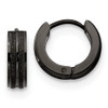 Lex & Lu Chisel Stainless Steel Black Plated Laser-cut Hinged Hoop Earrings - Lex & Lu