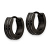 Lex & Lu Chisel Stainless Steel Black Plated Laser-cut Hinged Hoop Earrings - 2 - Lex & Lu