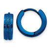 Lex & Lu Chisel Stainless Steel Blue Plated Laser-cut Hinged Hoop Earrings - Lex & Lu