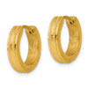 Lex & Lu Chisel Stainless Steel Yellow Plated Laser-cut Hinged Hoop Earrings - 2 - Lex & Lu