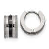 Lex & Lu Chisel Stainless Steel Black Plated Laser-cut Hoop Earrings - Lex & Lu