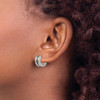 Lex & Lu Chisel Stainless Steel Black Plated Laser-cut Hoop Earrings - 3 - Lex & Lu