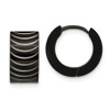 Lex & Lu Chisel Stainless Steel Black Plated Hinged Hoop Earrings LAL151393 - Lex & Lu