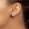 Lex & Lu Chisel Stainless Steel Black Plated Hinged Hoop Earrings LAL151393 - 3 - Lex & Lu
