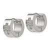 Lex & Lu Chisel Stainless Steel CZ Cross Hinged Hoop Earrings - 2 - Lex & Lu