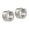 Lex & Lu Chisel Stainless Steel Patterned Hinged Hoop Earrings LAL151401 - 2 - Lex & Lu