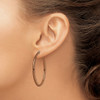 Lex & Lu Chisel Stainless Steel Brown IP plated 40mm Hoop Earrings - 4 - Lex & Lu