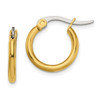 Lex & Lu Chisel Stainless Steel Gold IP plated 15.5mm Hoop Earrings - Lex & Lu