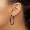 Lex & Lu Chisel Stainless Steel Black IP plated 40mm Hoop Earrings - 4 - Lex & Lu