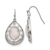 Lex & Lu Chisel Stainless Steel Polished Rose Quartz & CZ Shepherd Hook Earrings - Lex & Lu