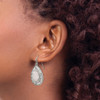 Lex & Lu Chisel Stainless Steel Polished Rose Quartz & CZ Shepherd Hook Earrings - 4 - Lex & Lu