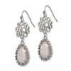 Lex & Lu Chisel Stainless Steel Rose Quartz Shepherd Hook Earrings LAL151442 - 3 - Lex & Lu