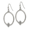 Lex & Lu Chisel Stainless Steel Polished/Textured CZ Shepherd Hook Earrings - 3 - Lex & Lu