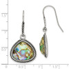 Lex & Lu Chisel Stainless Steel Polished/Antiqued Synthetic Abalone Earrings - 5 - Lex & Lu