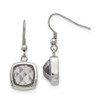 Lex & Lu Chisel Stainless Steel Polished Square Glass Shepherd Hook Earrings - Lex & Lu
