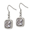 Lex & Lu Chisel Stainless Steel Polished Square Glass Shepherd Hook Earrings - 3 - Lex & Lu