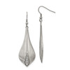 Lex & Lu Chisel Stainless Steel Polished/Brushed CZ Shepherd Hook Earrings - Lex & Lu