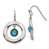 Lex & Lu Chisel Stainless Steel Polished Wavy Circle Blue Glass Earrings - Lex & Lu