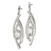 Lex & Lu Chisel Stainless Steel Polished and Textured CZ Post Dangle Earrings - 3 - Lex & Lu